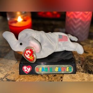 🇺🇸 TY Beanie Baby Righty The Elephant USA Flag Patriotic Plush